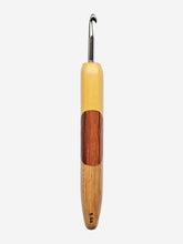 05.50mm Yellowheart + Tigerwood + Cherry Art Deco Metal Crochet Hook (Item #133)