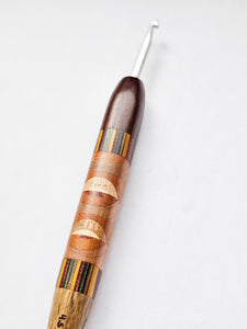 04.50mm Dark Roasted Maple + Pink/Yellow Spectraply + Cherry / Osage Orange + Maple Retro CLOVER Metal Crochet Hook (Item #97)