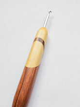 04.00mm Yellowheart + Zebrawood + Tigerwood Art Deco Metal Crochet Hook (Item #191)