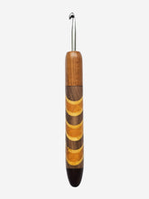05.50mm Light Roasted Maple + Walnut / Osage Orange / Yellowheart Chevron + Dark Roasted Maple Metal Crochet Hook - SECONDS SALE (Item #129)