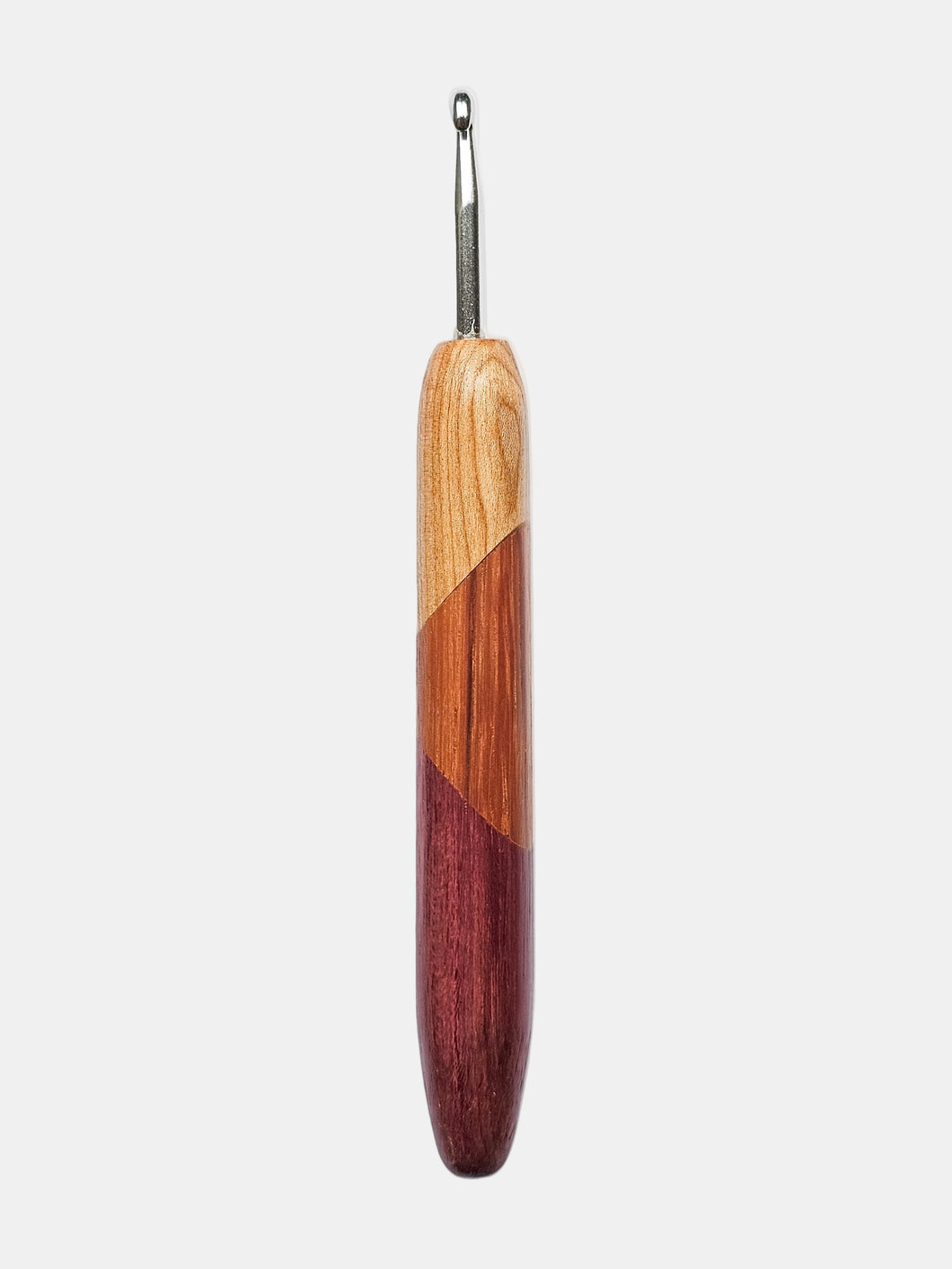 05.00mm Ash + Tigerwood + Purpleheart Art Deco Metal Crochet Hook (Item #188)