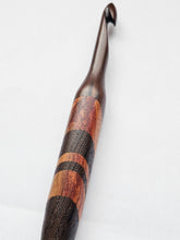 10.00mm Dark Roasted Maple + Canary + Wenge Diagonal Stripes Crochet Hook (Item #112)