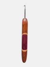 04.00mm Dark Roasted Maple + Maple + Purpleheart + Lacewood Art Deco Metal Crochet Hook (Item #170)