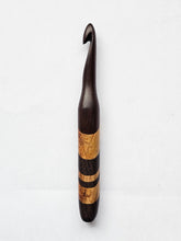 11.00mm Dark Roasted Maple + Canary / Wenge Diagonal Stripes Crochet Hook (Item #184)