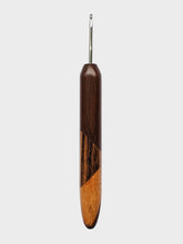 03.00mm Dark Roasted Maple + Zebrawood + Tigerwood Art Deco Metal Crochet Hook (Item #102)