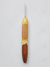 02.25mm Yellowheart + Ash + Spalted Maple + Tigerwood Art Deco CLOVER Metal Crochet Hook (Item #208)