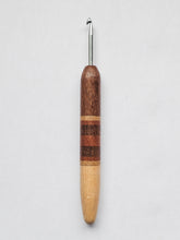 04.50mm Lacewood + Ash / Lacewood / Sapele Stripes + Birdseye Maple Metal Crochet Hook (Item #166)