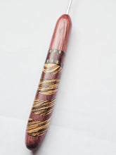 03.00mm Purpleheart + Green Spectraply + Zebrawood Diagonal Stripes Metal Crochet Hook (Item #147)