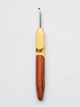 04.00mm Yellowheart + Zebrawood + Tigerwood Art Deco Metal Crochet Hook (Item #191)