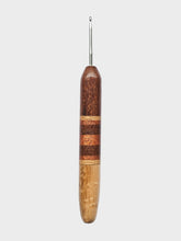 03.00mm Lacewood + Ash / Lacewood / Sapele Stripes + Birdseye Maple Metal Crochet Hook (Item #168)