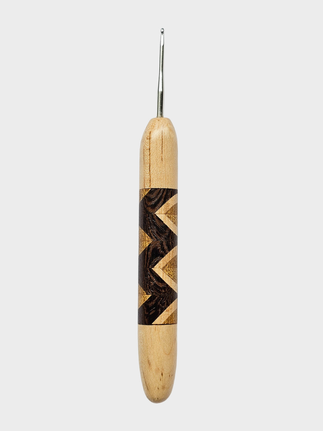 02.00mm Maple + Wenge / Limba Zigzag Metal Crochet Hook (Item #67)