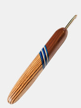 05.00mm Dark Roasted Maple + Blue Spectraply + Zebrawood Metal Crochet Hook (Item #168)