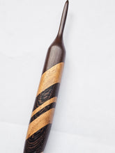 05.00mm Dark Roasted Maple + Canary + Wenge Diagonal Stripes Crochet Hook (Item #109)