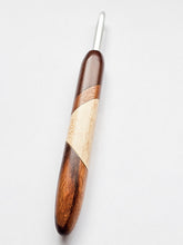 06.00mm Dark Roasted Maple + Tigerwood + Birdseye Maple Art Deco CLOVER Metal Crochet Hook (Item #197)