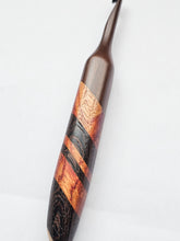07.00mm Dark Roasted Maple + Canary + Wenge Diagonal Stripes Crochet Hook (Item #113)