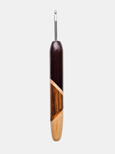 04.00mm Dark Roasted Maple + Maple + Zebrawood + Tigerwood Art Deco Metal Crochet Hook (Item #111)