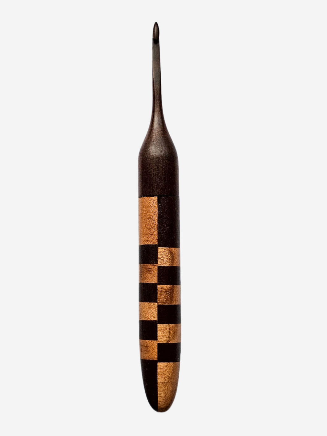 04.00mm Dark Roasted Maple + DRM / Tigerwood Checker Crochet Hook (Item #158)