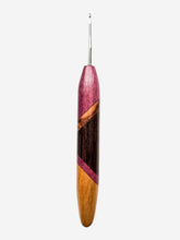 02.00mm Purpleheart + Tigerwood + Wenge + Light Roasted Maple Art Deco Metal Crochet Hook (Item #168)