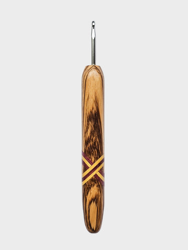 04.00mm Zebrawood + Purpleheart / Yellowheart XO Metal Crochet Hook (Item #84)