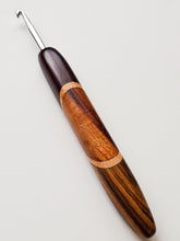 05.00mm Dark Roasted Maple + Maple + Tigerwood + Zebrawood Art Deco Metal Crochet Hook (Item #113)