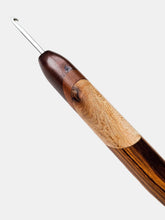 04.00mm Dark Roasted Maple + Tigerwood + Birdseye Maple + Zebrawood Art Deco Metal Crochet Hook (Item #171)