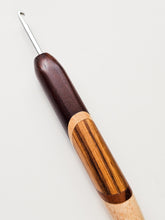04.00mm Dark Roasted Maple + Maple + Zebrawood + Tigerwood Art Deco Metal Crochet Hook (Item #111)