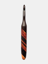 08.00mm Dark Roasted Maple + Canary / Wenge Diagonal Stripes Crochet Hook (Item #183)
