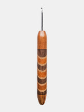 03.00mm Light Roasted Maple + Walnut / Osage Orange / White Oak Chevron + Cherry Metal Crochet Hook (Item #183)