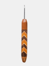 03.00mm Light Roasted Maple + Walnut / Osage Orange / White Oak Chevron + Cherry Metal Crochet Hook (Item #183)
