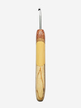 04.50mm Sapele + Ash + Yellowheart + Spalted Maple Art Deco Metal Crochet Hook (Item #147)