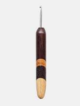 03.50mm Dark Roasted Maple + Canary +Wenge + Spalted Maple CLOVER Metal Crochet Hook (Item #248)