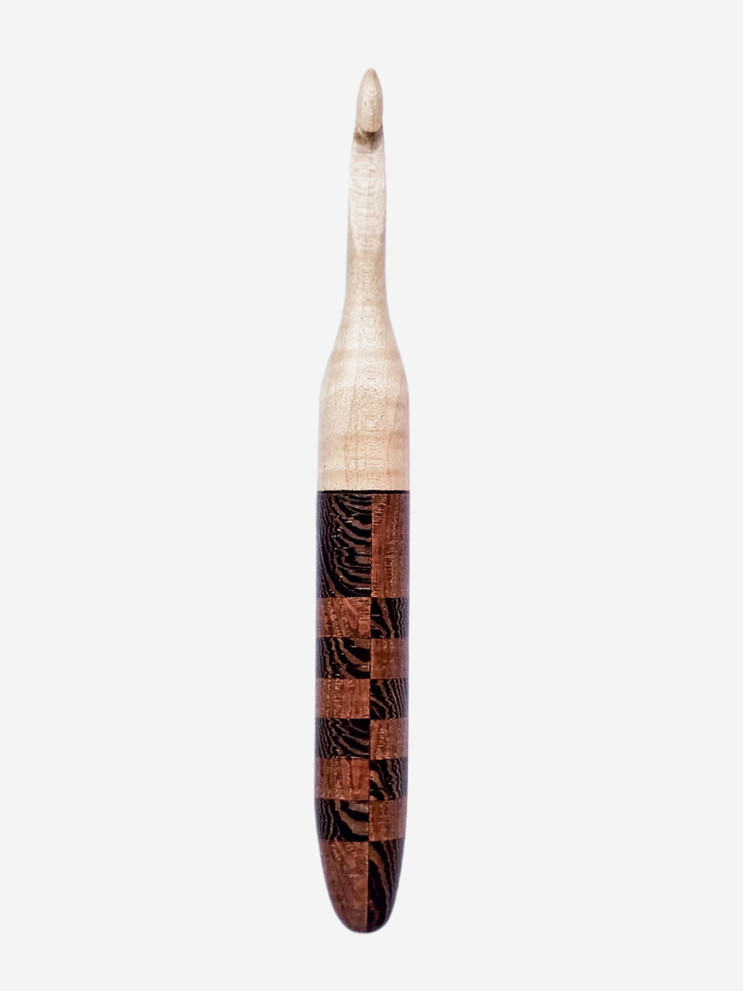 08.00mm Ambrosia Maple + Lacewood / Wenge Checker Crochet Hook (Item #94)