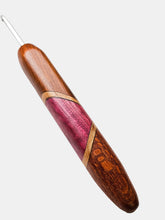 04.00mm Dark Roasted Maple + Maple + Purpleheart + Lacewood Art Deco Metal Crochet Hook (Item #170)