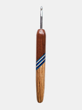 05.00mm Dark Roasted Maple + Blue Spectraply + Zebrawood Metal Crochet Hook (Item #168)