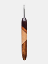 04.00mm Dark Roasted Maple + Tigerwood + Birdseye Maple + Zebrawood Art Deco Metal Crochet Hook (Item #171)
