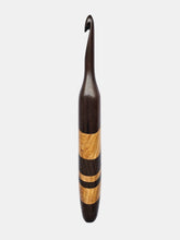 08.00mm Dark Roasted Maple + Canary + Wenge Diagonal Stripes Crochet Hook (Item #114)