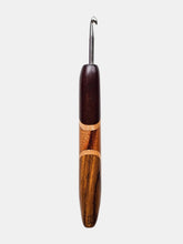 05.00mm Dark Roasted Maple + Maple + Tigerwood + Zebrawood Art Deco Metal Crochet Hook (Item #113)
