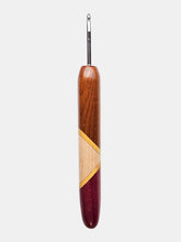 04.00mm Dark Roasted Maple + Yellowheart + Maple + Purpleheart Art Deco Metal Crochet Hook (Item #114)