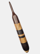 06.00mm Dark Roasted Maple + Canary / Wenge Diagonal Stripes Crochet Hook (Item #192)