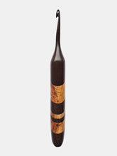 05.00mm Dark Roasted Maple + Canary + Wenge Diagonal Stripes Crochet Hook (Item #109)