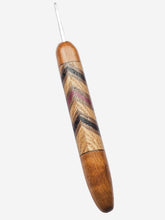 02.00mm Light Roasted Maple + Ash / Wenge / Purpleheart / Walnut Chevron Metal Crochet Hook (Item #126)