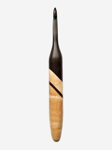 06.50mm Dark Roasted Maple + Birdseye Maple/Tigerwood Diagonal Stripe + Birdseye Maple Crochet Hook (Item #169)