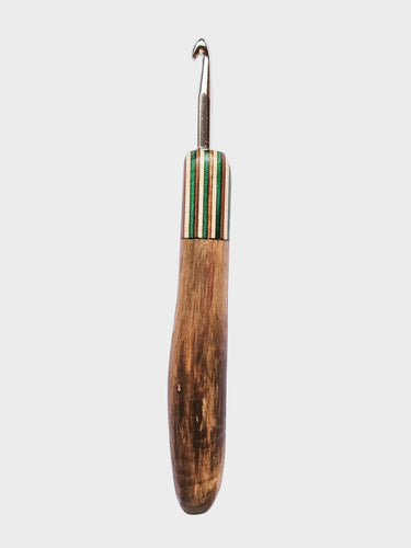 06.00mm Green Spectraply + Driftwood Metal Crochet Hook (Item #52)