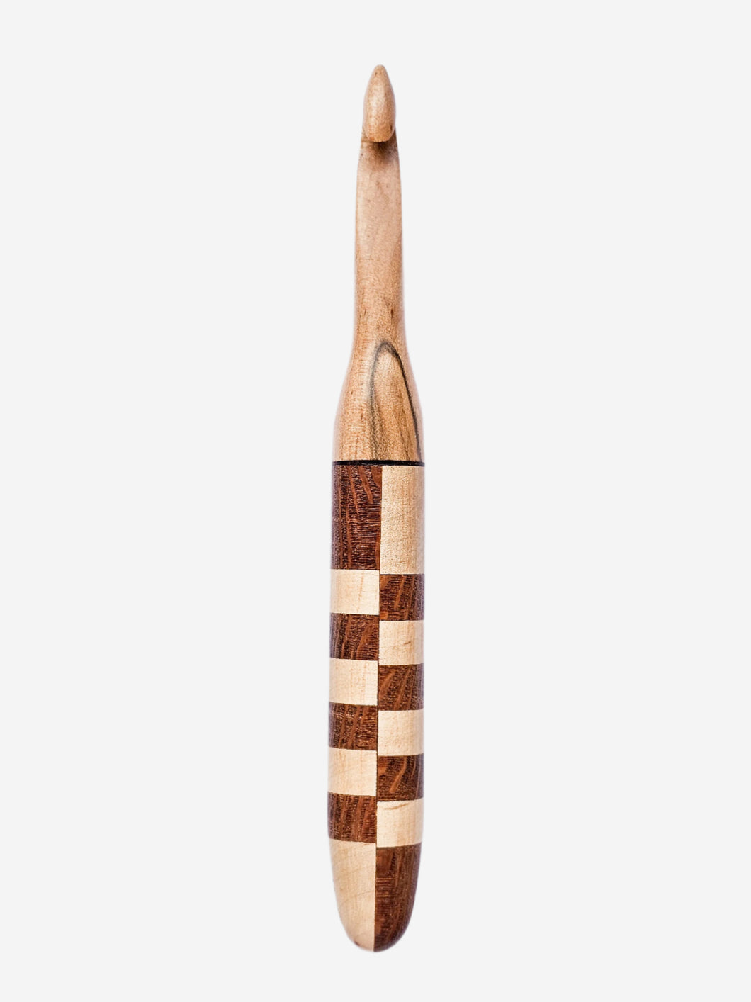 10.00mm Ambrosia Maple + Lacewood / Ambrosia Checker Crochet Hook (Item #91)