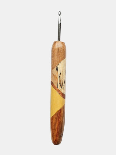 04.00mm Maple + Spalted Maple + Sapele + Yellowheart + Canary Art Deco Metal Crochet Hook (Item #187)