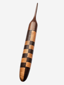 04.00mm Dark Roasted Maple + DRM / Tigerwood Checker Crochet Hook (Item #158)