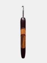 05.00mm Dark Roasted Maple + Zebrawood + Maple + Tigerwood Art Deco Metal Crochet Hook (Item #104)