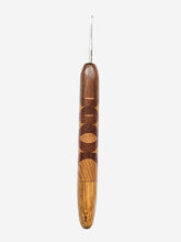02.00mm Walnut + Limba / Lacewood Zigzag Metal Crochet Hook (Item #144)