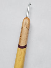 04.50mm Ash + Maple + Purpleheart + Yellowheart Art Deco Metal Crochet Hook (Item #148)