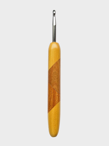 06.00mm Yellowheart + Canary + Osage Orange Art Deco Metal Crochet Hook (Item #103)